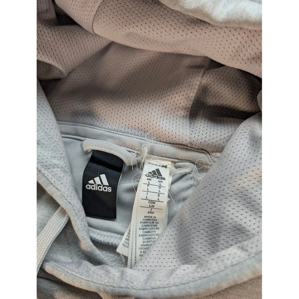 Adidas Mens Heather Grey Performance Logo Graphic Pullover Hoodie Sweatshirt